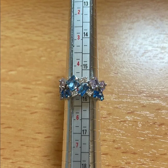 BP OG Aquamarine and Lavender Topaz Rhodium Plated Ring - Size 5 - Picture 4 of 4